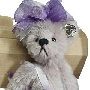 Vtg Lillian Lilac Annette Funicello Knickerbocker Mohair Jointed Bear NIB